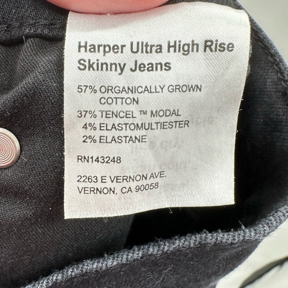 REFORMATION HARPER BLK Sustainable High ultra skinny woman super stretch jean 26 - Picture 10 of 12